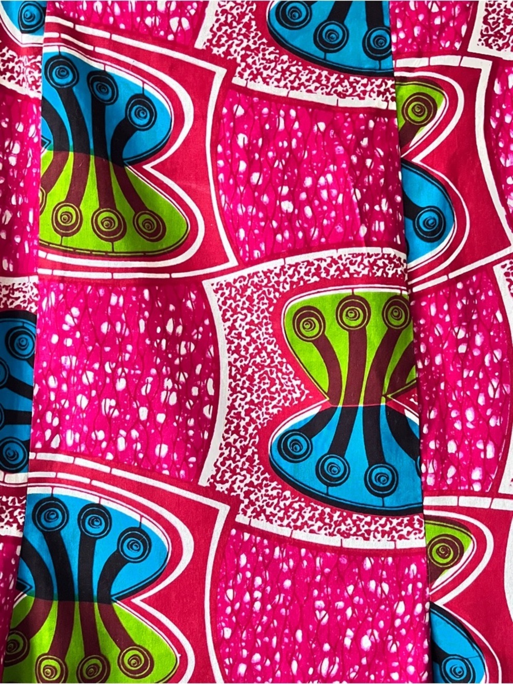 Handmade Bold African Ankara Fuchsia Print Cotton Pencil Trumpet Midi Skirt L/XL - Picture 4 of 6